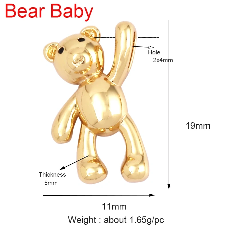 Cute Bear Charm Pendant in Gold Colour , Pearl Cubic Zironia CZ Paved , Jewelry Necklace Bracelet Making Wholesale Supplies M85 K12