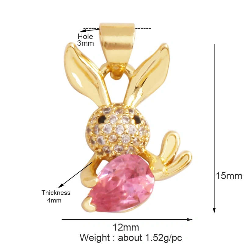 Elephant Dinosaur Leopard Rabbit Snake Bear Duck Charm Pendant,18K Gold Animal Necklace Bracelet for Handmade Jewelry Supply P19