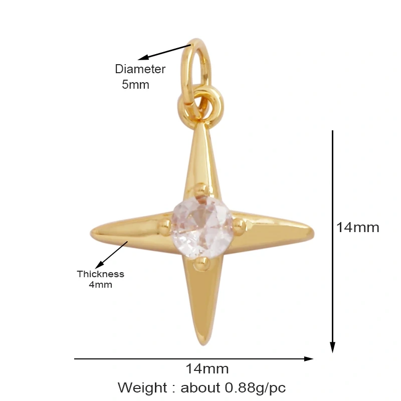 Trendy Shining Moon Star Space Celestial Compass Charm Pendant in Gold Colour , Jewelry Necklace Bracelet Making Supplies M71