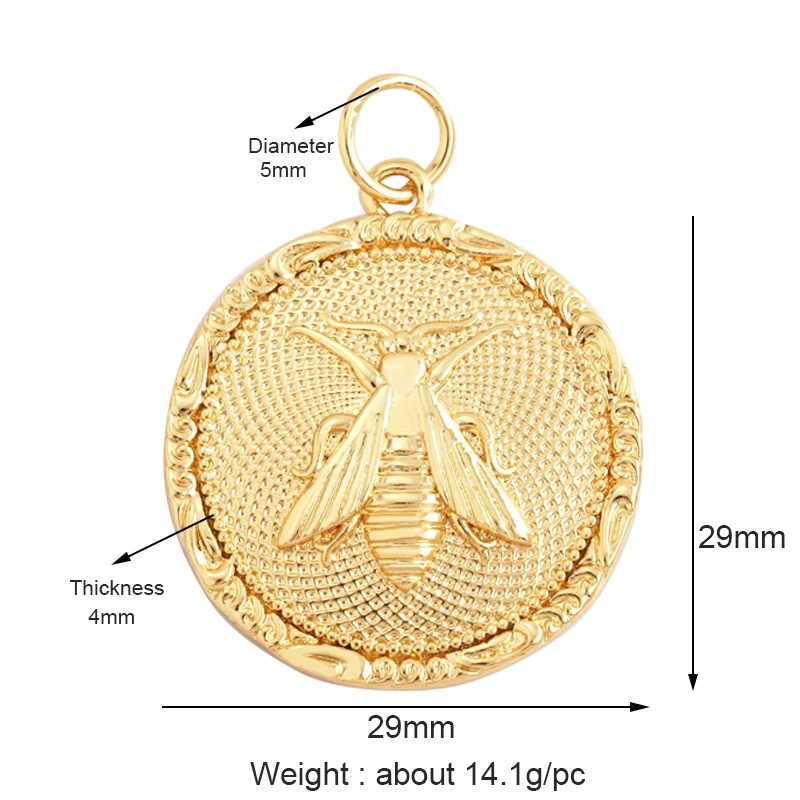 Bee Butterfly Dragonfly Spider Bird 18K Gold Zircon Charm Pendant,Cute Insect Animal Jewelry Craft Necklace Making Supplies M57