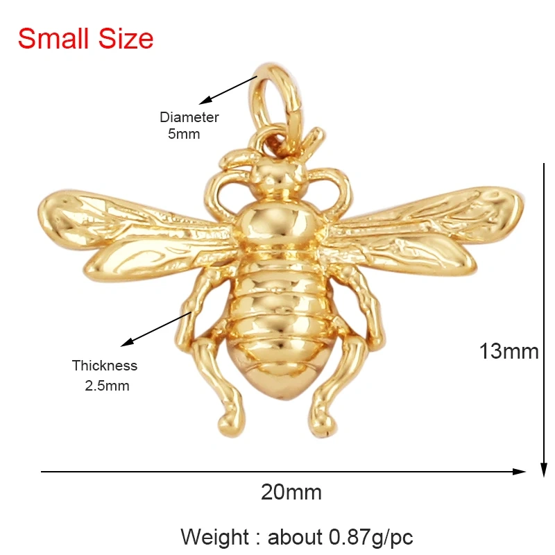 Bee Butterfly Dragonfly Spider Bird 18K Gold Zircon Charm Pendant,Cute Insect Animal Jewelry Craft Necklace Making Supplies M57