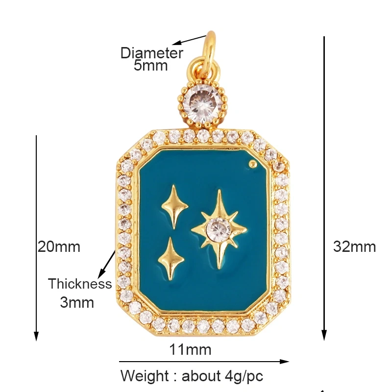 New Trendy Shining Sun Moon Star 18K Gold Plated Charm Pendant,Inlaid Cubic Zirconia Jewelry Necklace Bracelet Making Supply M57