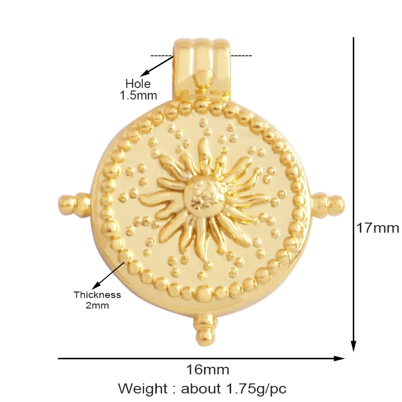 Trendy Shining Moon Star Space Celestial Compass Charm Pendant in Gold Colour , Jewelry Necklace Bracelet Making Supplies M71