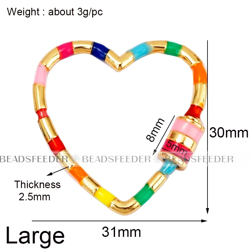 Heart Love Spring Colourful Enamel Screw On Carabiner Clasp ,for metal chain and cord , Findings for DIY Components Q08