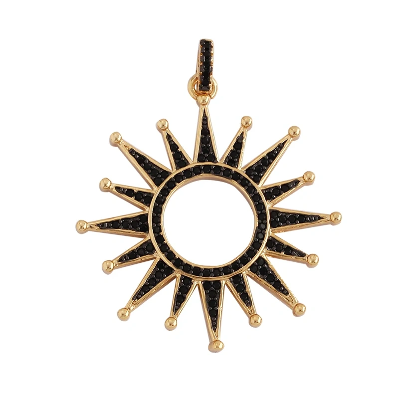 New Trendy Shining Sun Moon Star 18K Gold Plated Charm Pendant,Inlaid Cubic Zirconia Jewelry Necklace Bracelet Making Supply M57