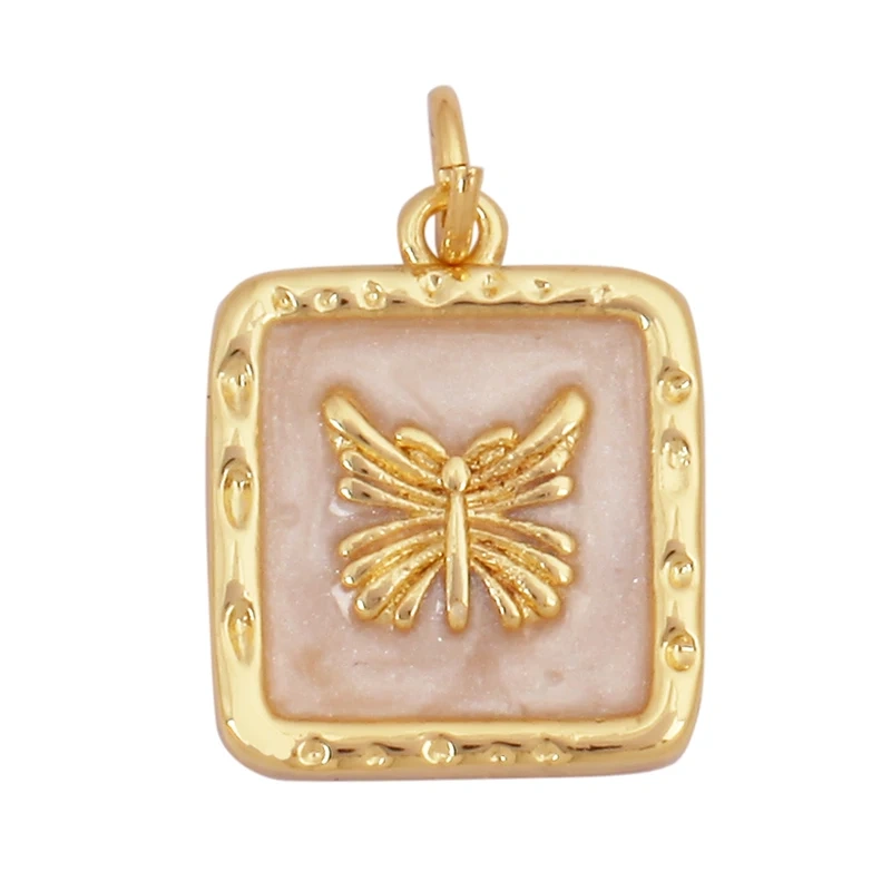 Bee Butterfly Dragonfly Spider Bird 18K Gold Zircon Charm Pendant,Cute Insect Animal Jewelry Craft Necklace Making Supplies M57