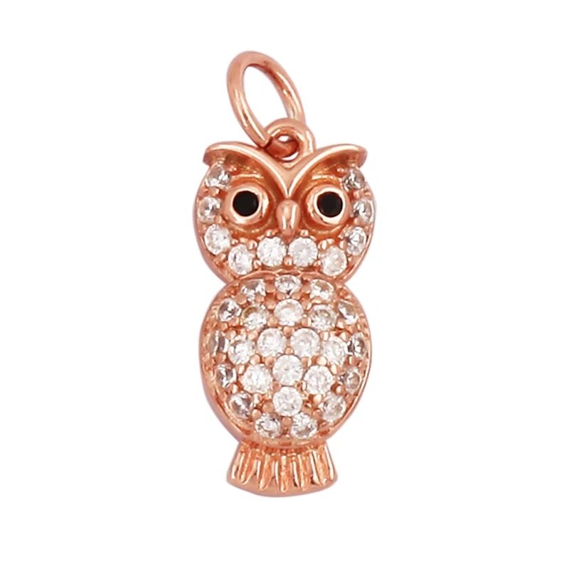 Unique Fine Animal Pet Dog Moon cat Owl Fox Sheep Goat Charm Pendant,Cute 18K Gold Necklace Bracelet for Jewelry Supplies N31