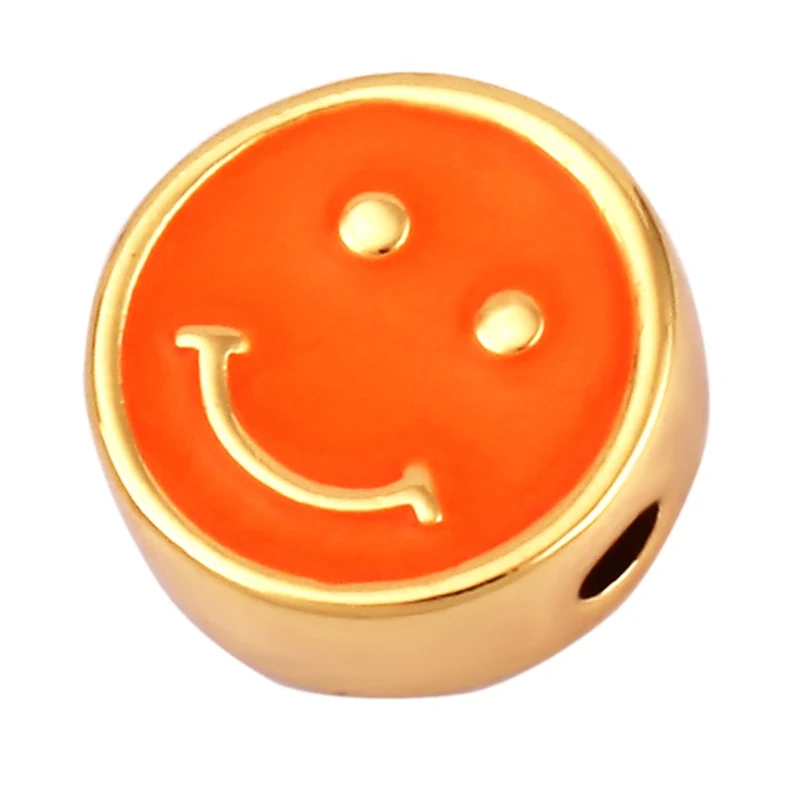 Enamel Happy  Face Heart Star Bead,10mm Gold Brass Colourful DIY Bracelet Components Accessories Wholesale Supplies M88