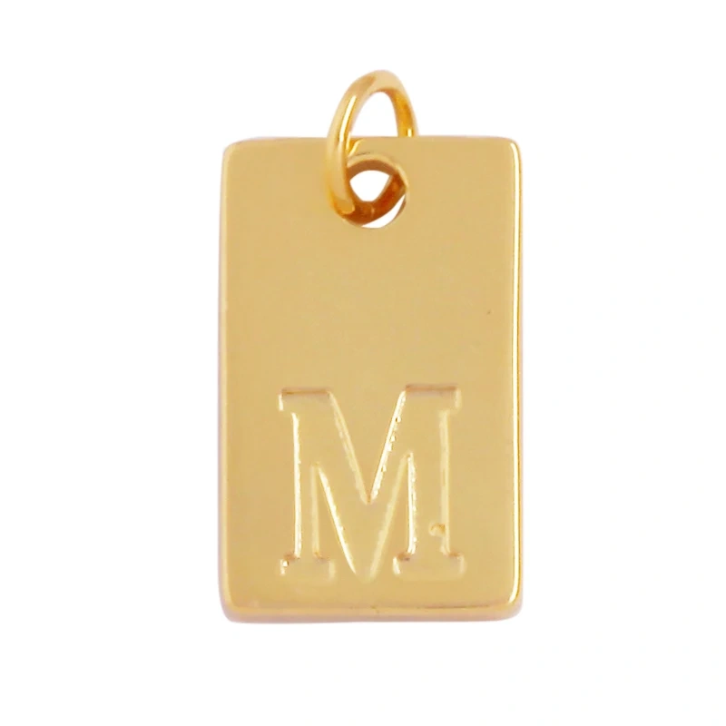 Simpleness Rectangle 18K Gold Plated Brass Initial Name A-Z Letter Charm Pendant Necklace,Fashion Jewelry Findings Supplies K58