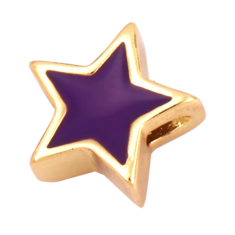 Enamel Happy  Face Heart Star Bead,10mm Gold Brass Colourful DIY Bracelet Components Accessories Wholesale Supplies M88