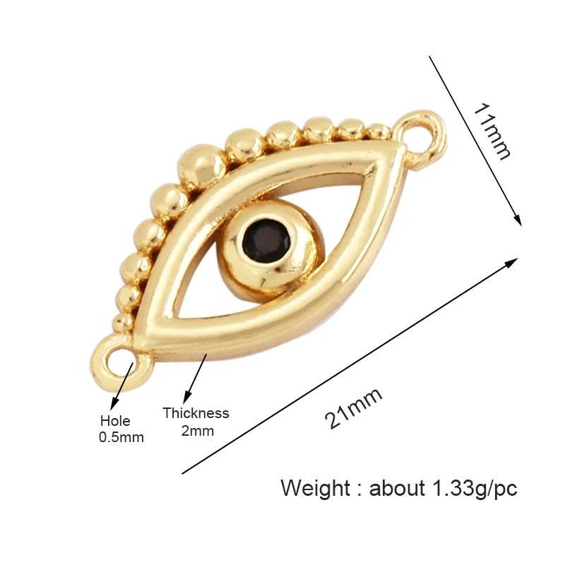 Trendy Love Lightning Enamel  Twin Hole Evil Luck Eye Hand Connector,CZ Zirconia Clasp Bracelet Necklace Components Supplies P01