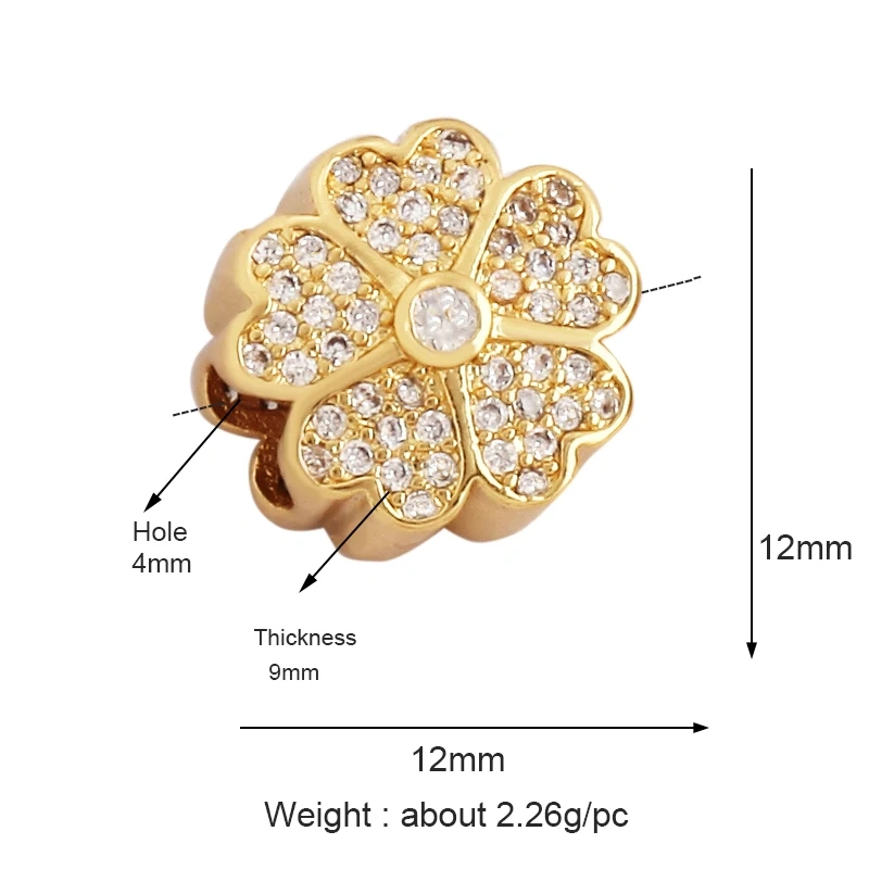 Delicacy Flowers Heart Round Geometry Shape Fashion Hollow Out Spacer Beads Tube,18K Gold Jewelry Making Accessories Supply M54