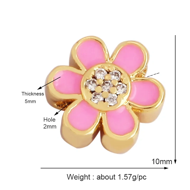Peace Sign Happy Face Flowers Enamel Bead,10mm Gold Brass Colourful DIY Bracelet Components Accessories Wholesale Supplies