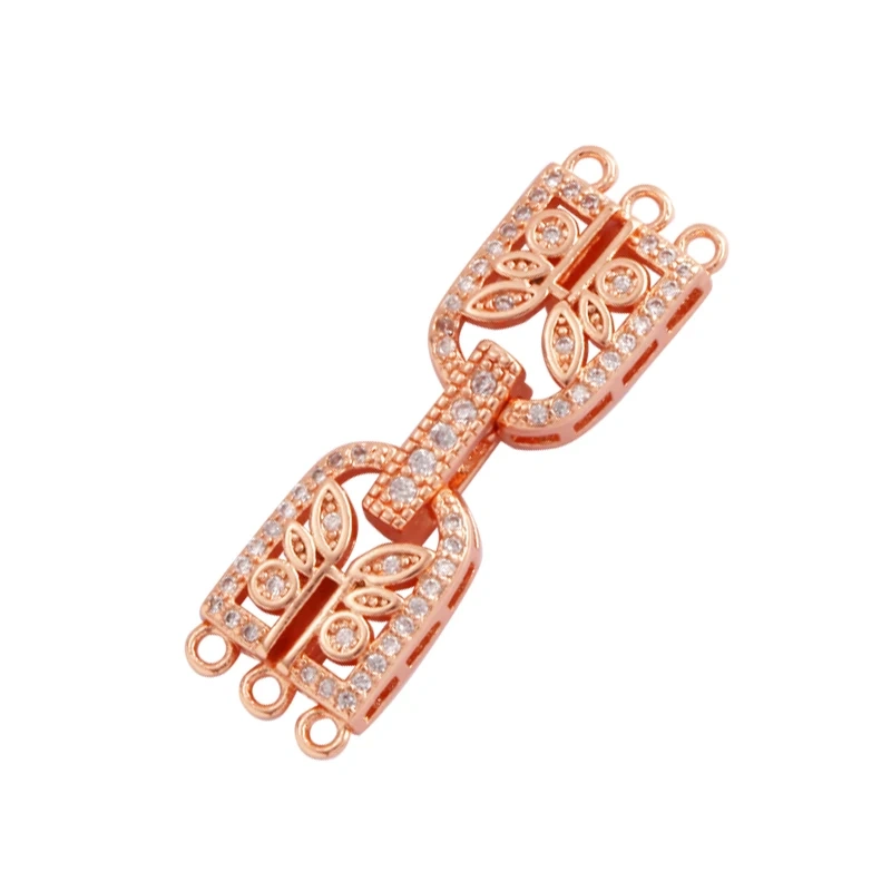Openable Two strands Bracelet Necklace Clasp Buckle Micro CZ Paved,Real Gold Plated,Not Easy To Tarnish,Jewelry Component Supply