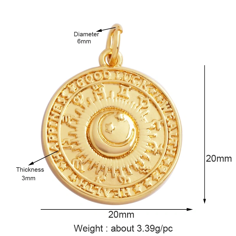 Trendy Star Moon Sun Charm Focal Pendant,18K Gold Plated Zircon Necklace Bracelet For Handmade Jewelry Findings Supplies K47