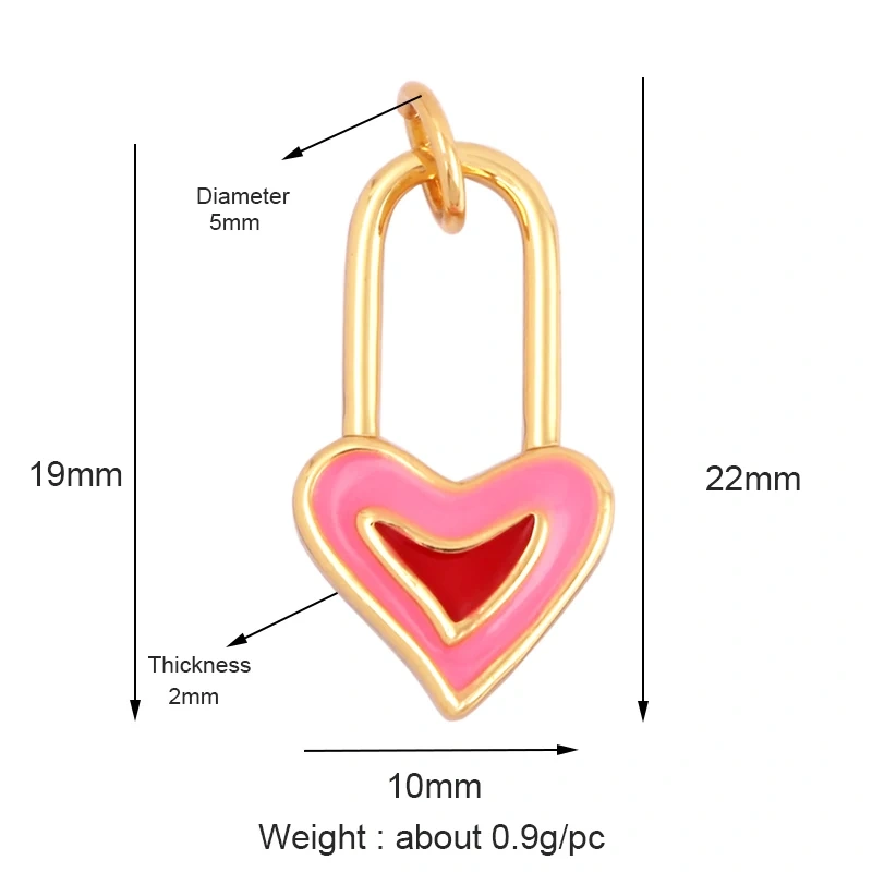 Trendy Love Heart Enamel Zircon Charm Pendant,18K Gold Plated Colour,Necklace Bracelet Handmade Jewelry Accessories Supplies M69