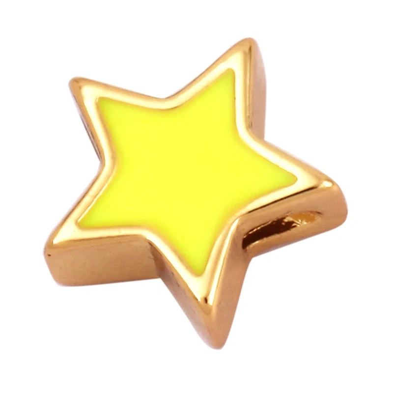 Enamel Happy  Face Heart Star Bead,10mm Gold Brass Colourful DIY Bracelet Components Accessories Wholesale Supplies M88
