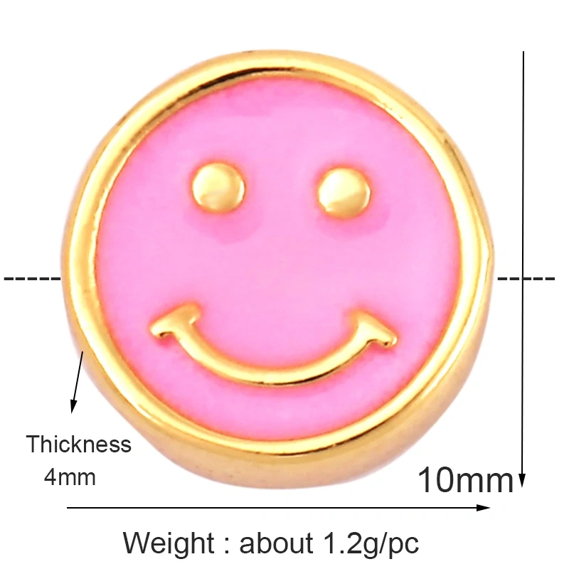 Enamel Happy  Face Heart Star Bead,10mm Gold Brass Colourful DIY Bracelet Components Accessories Wholesale Supplies M88