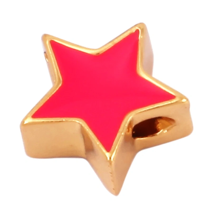 Enamel Happy  Face Heart Star Bead,10mm Gold Brass Colourful DIY Bracelet Components Accessories Wholesale Supplies M88