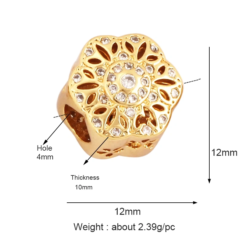 Delicacy Flowers Heart Round Geometry Shape Fashion Hollow Out Spacer Beads Tube,18K Gold Jewelry Making Accessories Supply M54