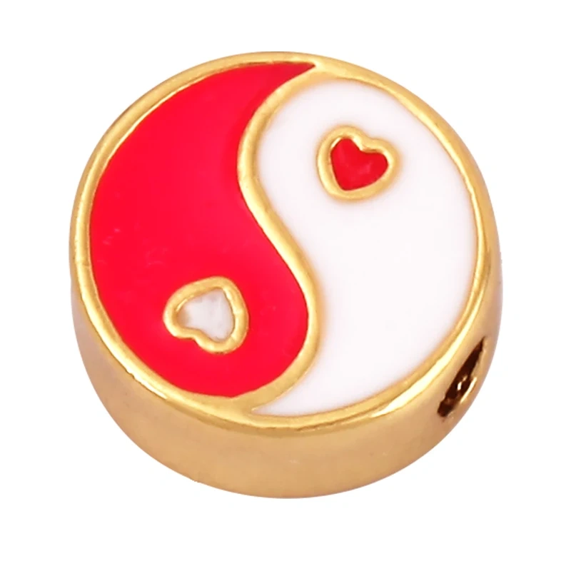 Enamel Happy  Face Heart Star Bead,10mm Gold Brass Colourful DIY Bracelet Components Accessories Wholesale Supplies M88