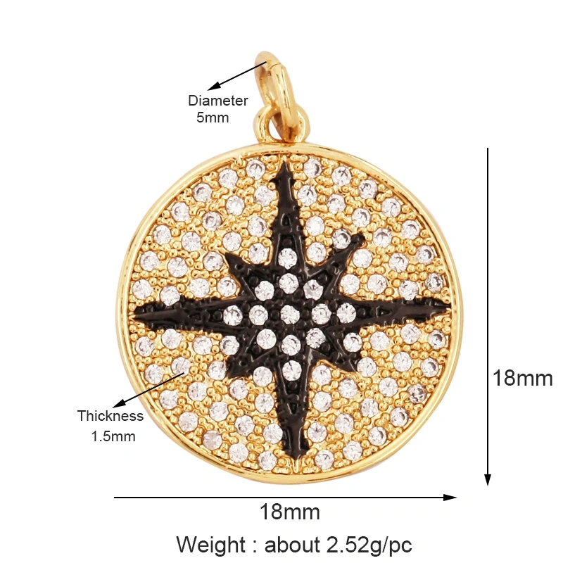 Trendy Star Moon Sun Charm Focal Pendant,18K Gold Plated Zircon Necklace Bracelet For Handmade Jewelry Findings Supplies K47