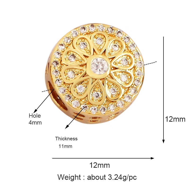 Delicacy Flowers Heart Round Geometry Shape Fashion Hollow Out Spacer Beads Tube,18K Gold Jewelry Making Accessories Supply M54