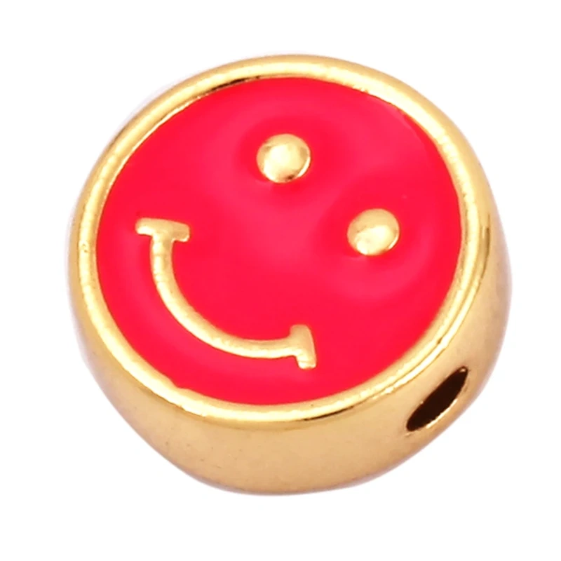 Enamel Happy  Face Heart Star Bead,10mm Gold Brass Colourful DIY Bracelet Components Accessories Wholesale Supplies M88