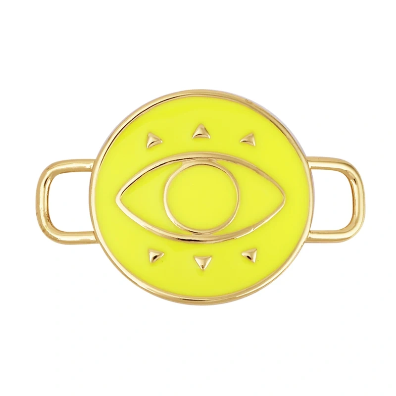 Jumbo Enamel Evil Lucky Eye Connector Link ,Gold Colour for Bracelet/Necklace, Handmake Jewelry Components Findings Supply M36