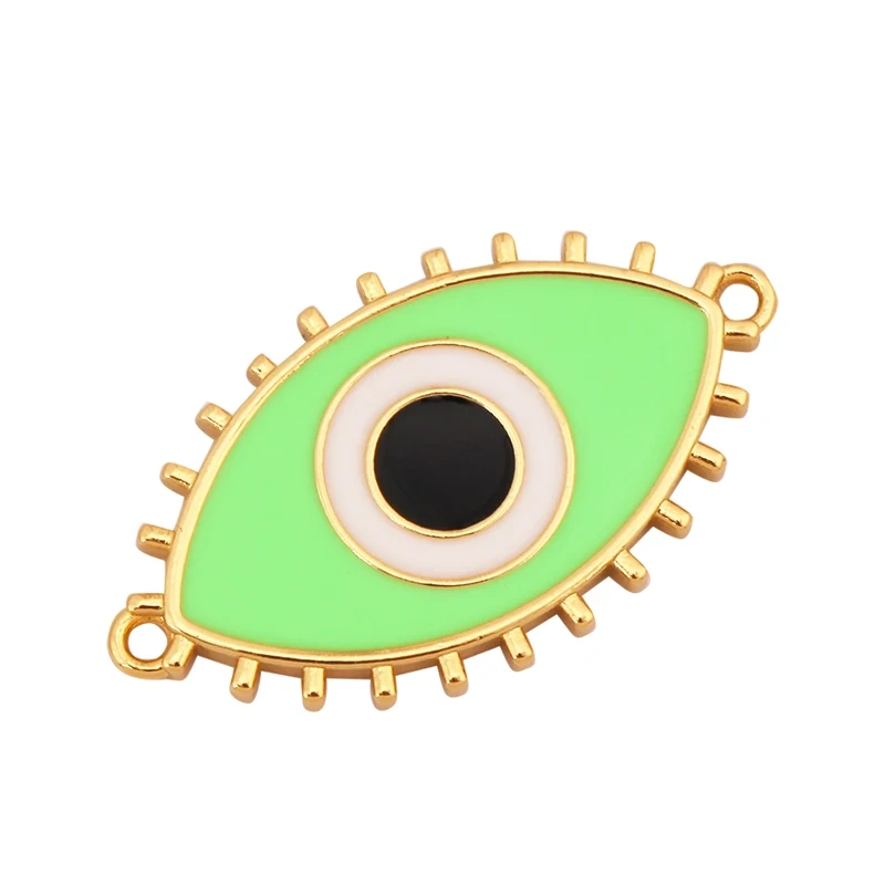 Jumbo Enamel Evil Lucky Eye Connector Link ,Gold Colour for Bracelet/Necklace, Handmake Jewelry Components Findings Supply M36