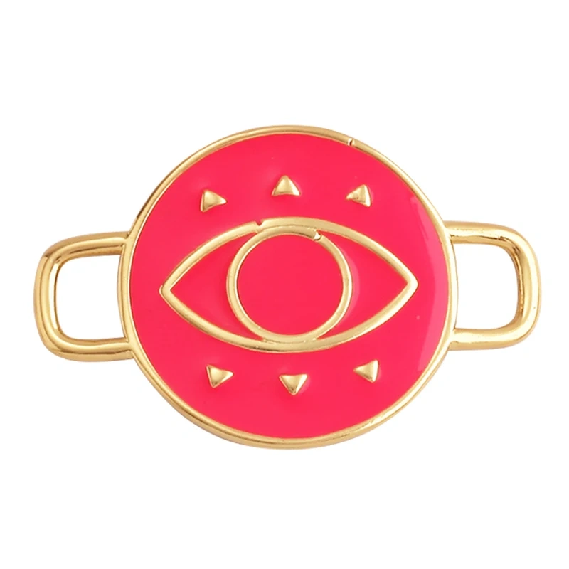 Jumbo Enamel Evil Lucky Eye Connector Link ,Gold Colour for Bracelet/Necklace, Handmake Jewelry Components Findings Supply M36