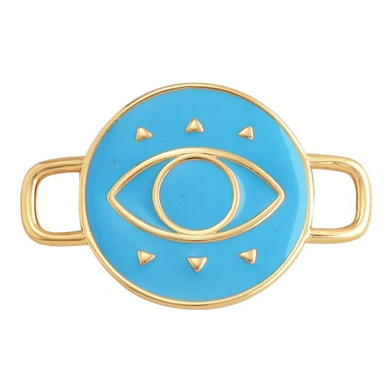 Jumbo Enamel Evil Lucky Eye Connector Link ,Gold Colour for Bracelet/Necklace, Handmake Jewelry Components Findings Supply M36