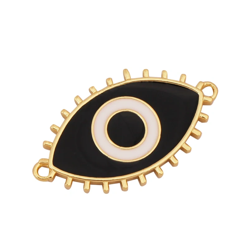 Jumbo Enamel Evil Lucky Eye Connector Link ,Gold Colour for Bracelet/Necklace, Handmake Jewelry Components Findings Supply M36