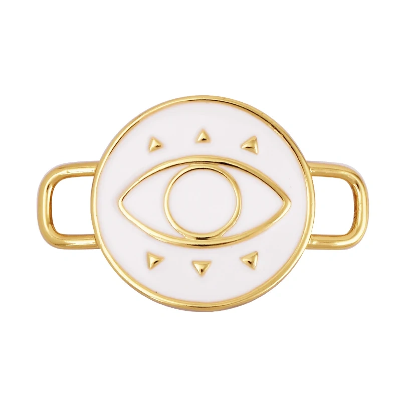 Jumbo Enamel Evil Lucky Eye Connector Link ,Gold Colour for Bracelet/Necklace, Handmake Jewelry Components Findings Supply M36