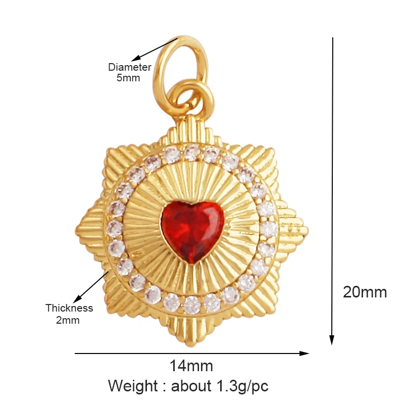 Fine Trendy Colourful Love Heart Charm Pendant,Shining18K Gold Paved Full Zircon Jewelry Necklace Accessories Supplies M48