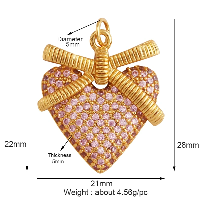 Fine Trendy Colourful Love Heart Charm Pendant,Shining18K Gold Paved Full Zircon Jewelry Necklace Accessories Supplies M48