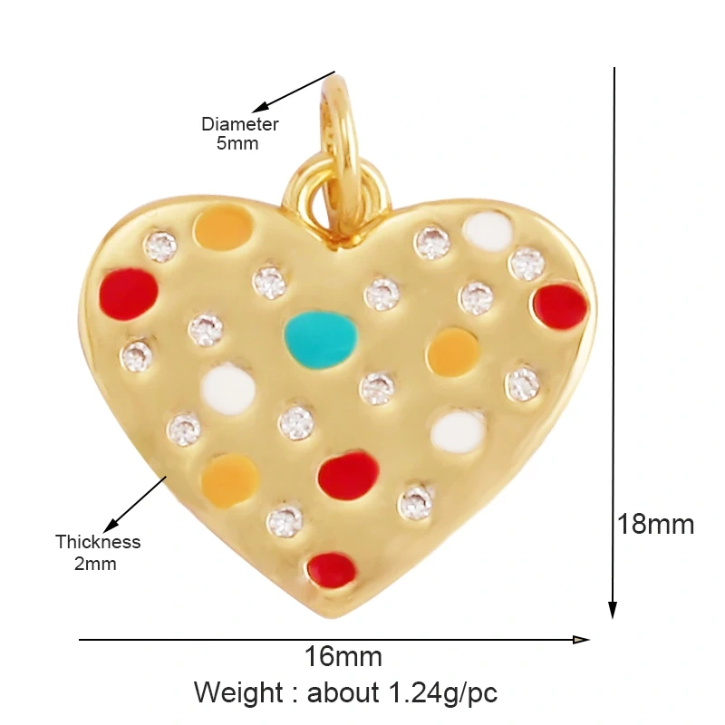 Fine Trendy Colourful Love Heart Charm Pendant,Shining18K Gold Paved Full Zircon Jewelry Necklace Accessories Supplies M48