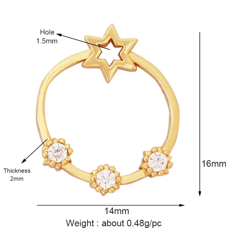 Cute Colourful Star Snowflake Sun FLowers 18K Gold Charm Pendant,Trendy Cubic Zirconia CZ Paved,Jewelry Necklace Accessories M49