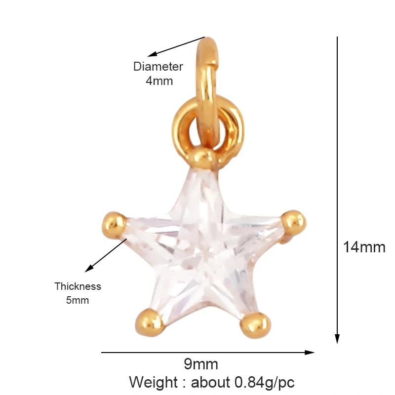 Cute Colourful Star Snowflake Sun FLowers 18K Gold Charm Pendant,Trendy Cubic Zirconia CZ Paved,Jewelry Necklace Accessories M49