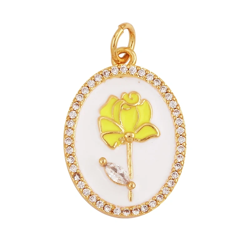 Daisy Tulip Clover Flower Charm , Gold Filled Dainty Enamel Attachment for Necklace Bracelet , Handy Craft Jewelry Supplies L12