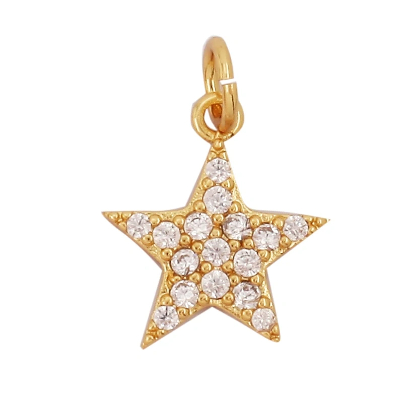 Cute Colourful Star Snowflake Sun FLowers 18K Gold Charm Pendant,Trendy Cubic Zirconia CZ Paved,Jewelry Necklace Accessories M49