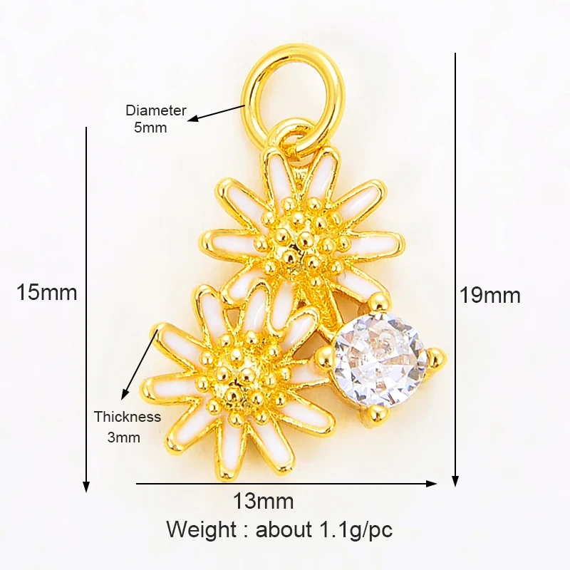 Beadsfeeder mini Daisy flower korean style charm pendant, gold/silver/rosegold colour plated , craft jewelry supplies