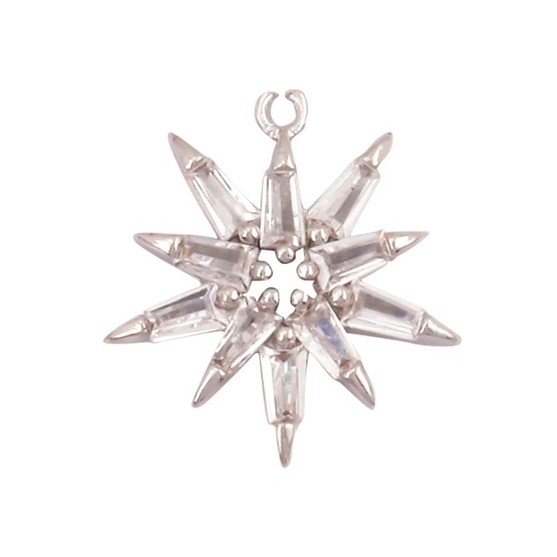 Cute Colourful Star Snowflake Sun FLowers 18K Gold Charm Pendant,Trendy Cubic Zirconia CZ Paved,Jewelry Necklace Accessories M49