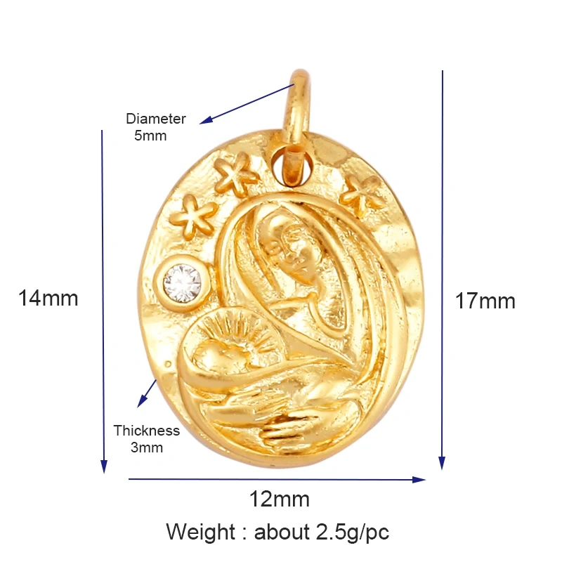 Miraculous Medal Virgin Mary Catholic Holy Charm , Mat 18K Gold Silver Colour Plated ,Craft Jewelry Necklace WholeSale Supplies
