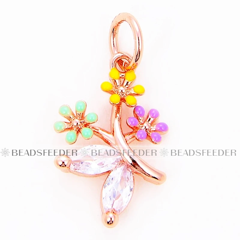 Beadsfeeder mini Daisy flower korean style charm pendant, gold/silver/rosegold colour plated , craft jewelry supplies