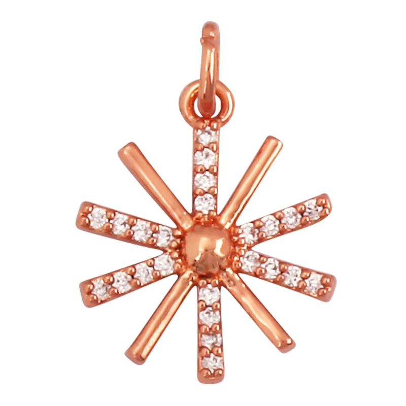 Cute Colourful Star Snowflake Sun FLowers 18K Gold Charm Pendant,Trendy Cubic Zirconia CZ Paved,Jewelry Necklace Accessories M49