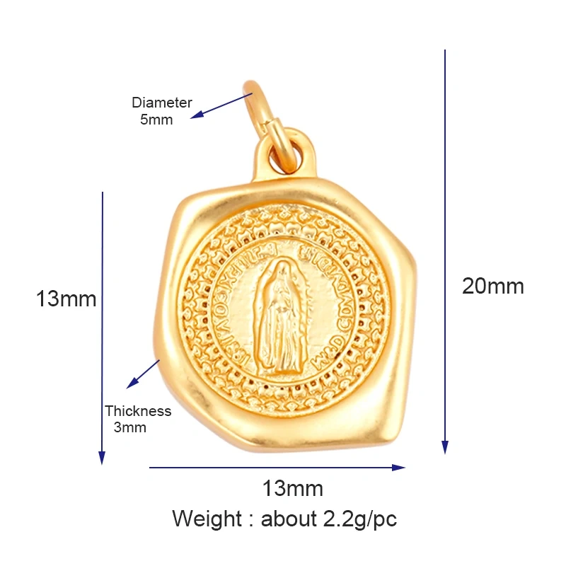 Miraculous Medal Virgin Mary Catholic Holy Charm , Mat 18K Gold Silver Colour Plated ,Craft Jewelry Necklace WholeSale Supplies