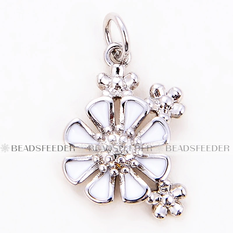 Beadsfeeder mini Daisy flower korean style charm pendant, gold/silver/rosegold colour plated , craft jewelry supplies