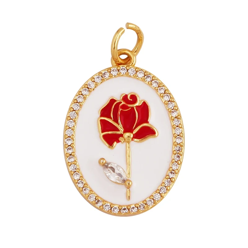 Daisy Tulip Clover Flower Charm , Gold Filled Dainty Enamel Attachment for Necklace Bracelet , Handy Craft Jewelry Supplies L12