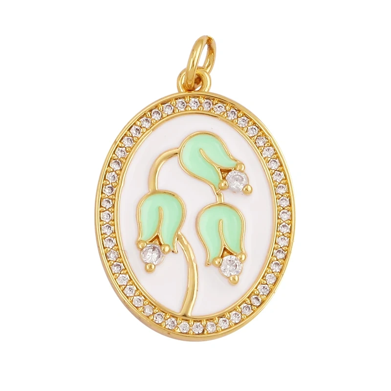 Daisy Tulip Clover Flower Charm , Gold Filled Dainty Enamel Attachment for Necklace Bracelet , Handy Craft Jewelry Supplies L12